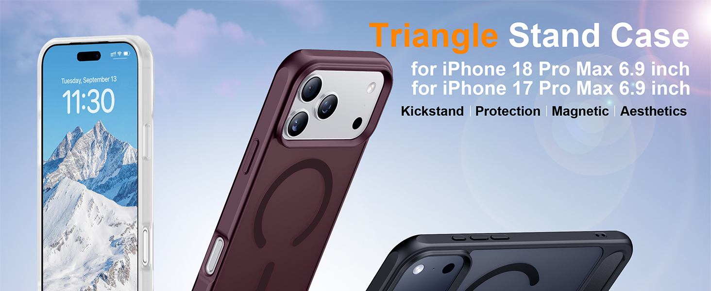 Temdan Magnetic for iPhone 18 Pro Max Case/iPhone 17 Pro Max Case Stand