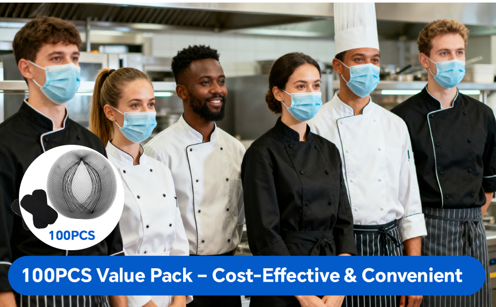 Smilco 100-Pack 26-Inch Black Nylon Hair Net for Food Service Workers
