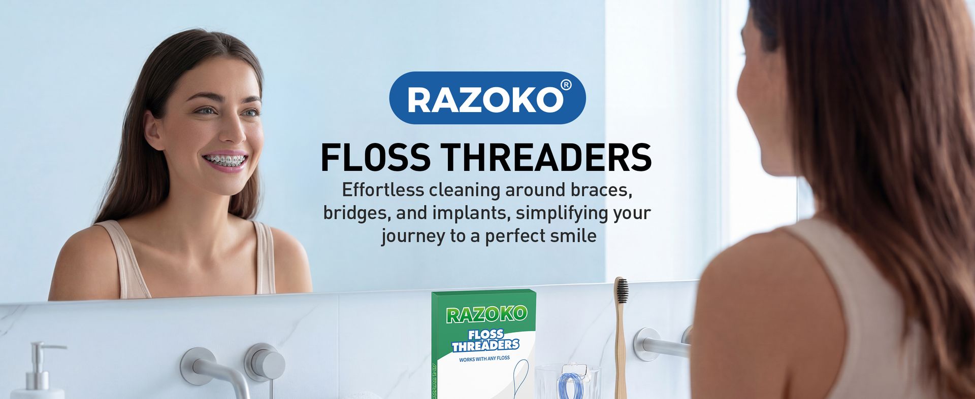 RAZOKO Dental Floss Threaders for Braces & Orthodontic Care