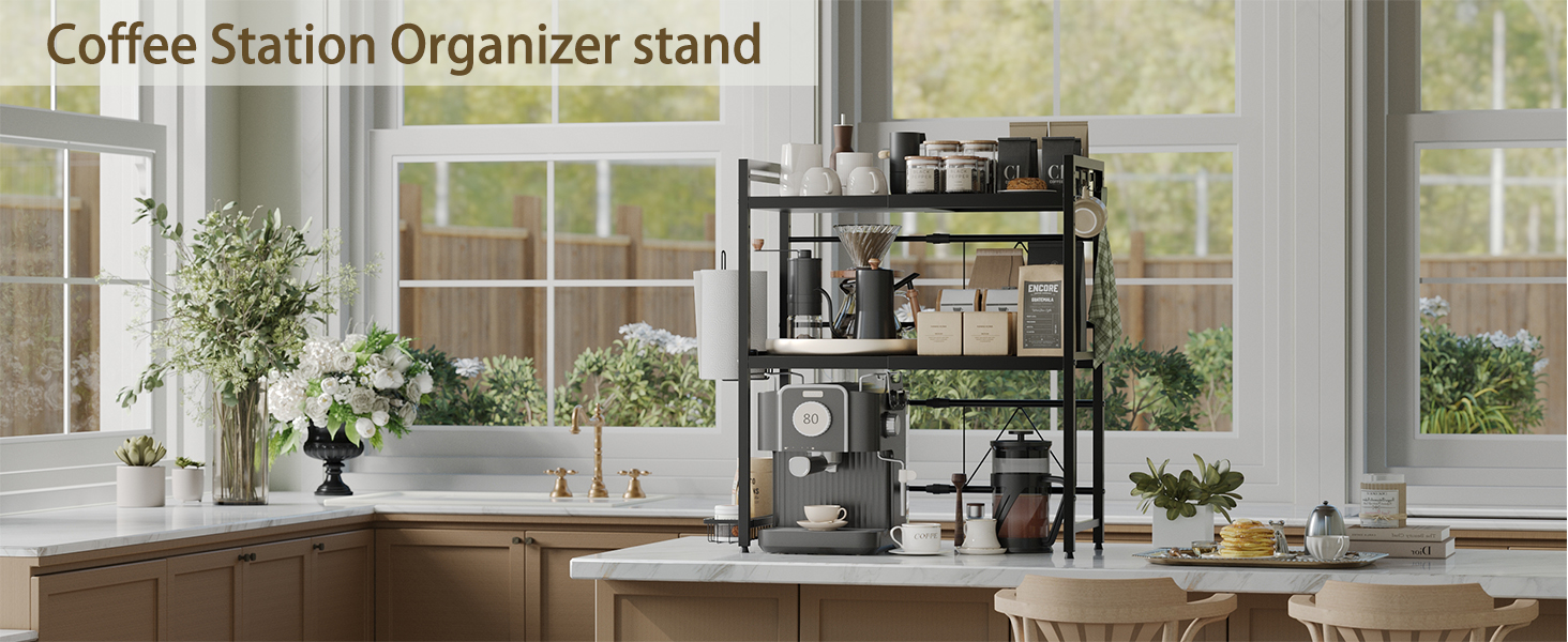 NETEL 3 Tier Expandable Microwave Stand countertop,Microwave Oven Rack