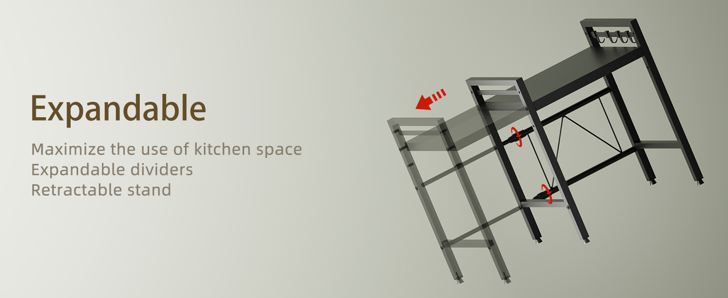 NETEL 3 Tier Expandable Microwave Stand countertop,Microwave Oven Rack