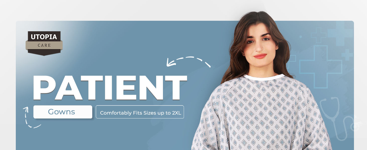 Utopia Care Hospital Gowns Back-Tie Patient Gowns Women Men Fits up to 2XL