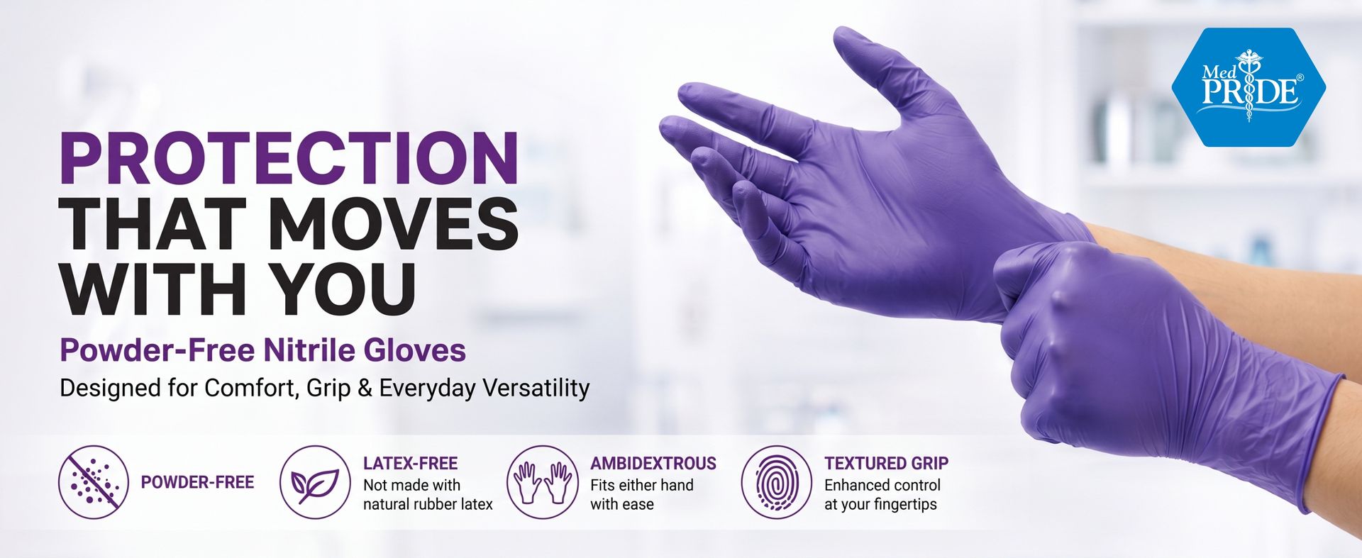 MedPride Powder-Free Nitrile Exam Gloves, X-Large (Pack of 100)