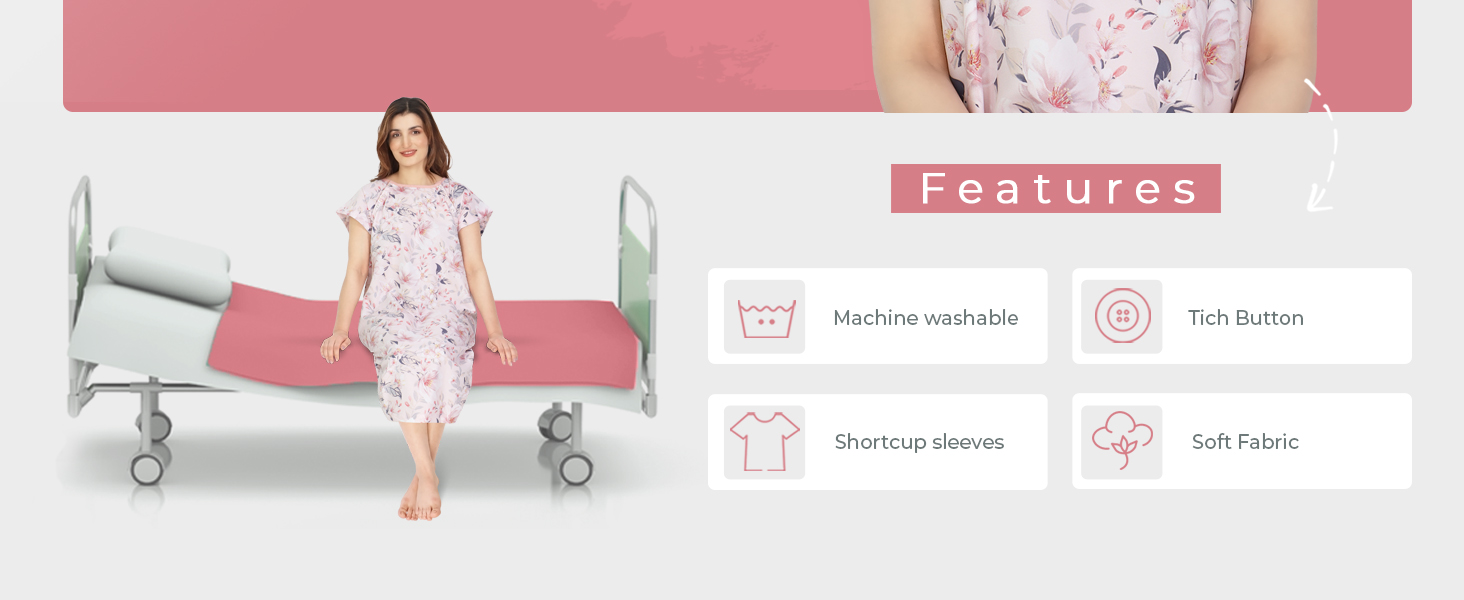 NY Threads Women's Hospital Gown Snap Button Closure Soft Patient Gown