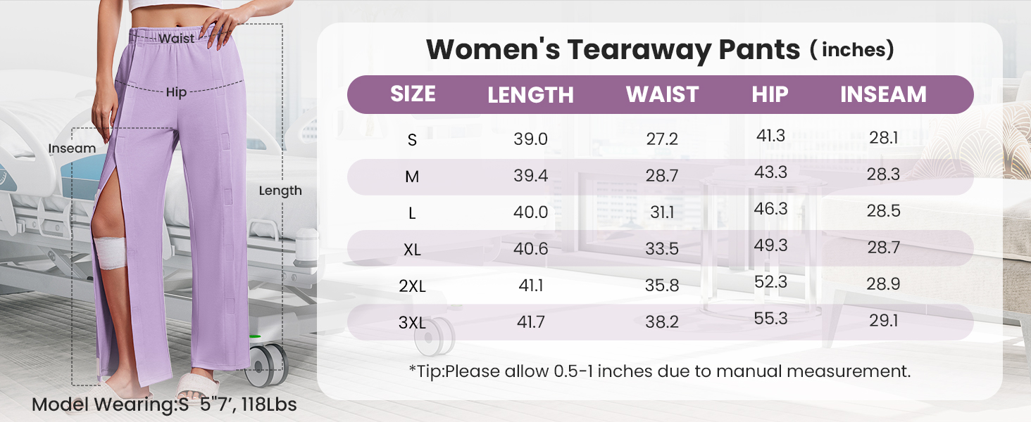 Deyeek Tear Away Pants for Women Post Knee Hip Leg Surgery Recovery Pants