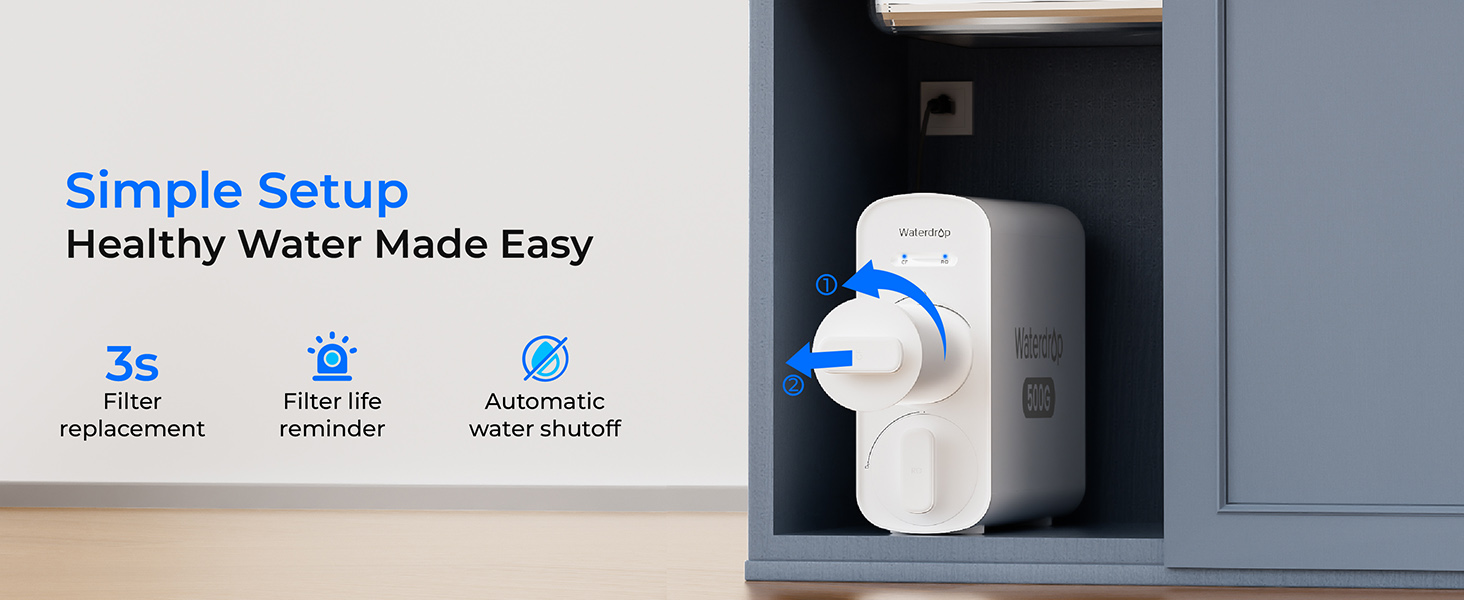 Waterdrop G5P500A Reverse Osmosis System, 8-Stage RO Filtration, Alkaline