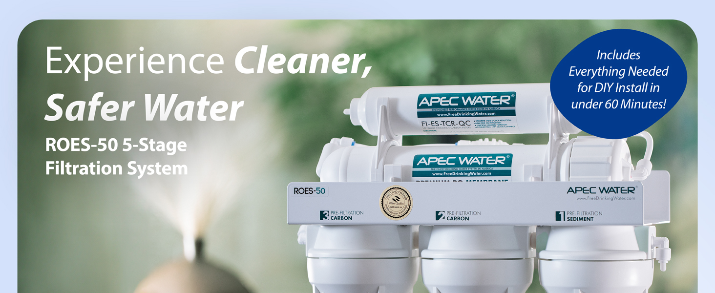 APEC Water ROES-50, 5-Stage Under Sink Reverse Osmosis System, 50 GPD