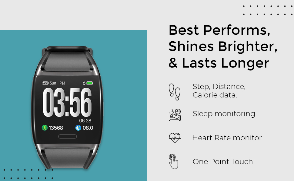 Watch Activity Tracker, Heart Rate Monitor, Smart Activity Tracker, Alert for Android and iPhone (White)