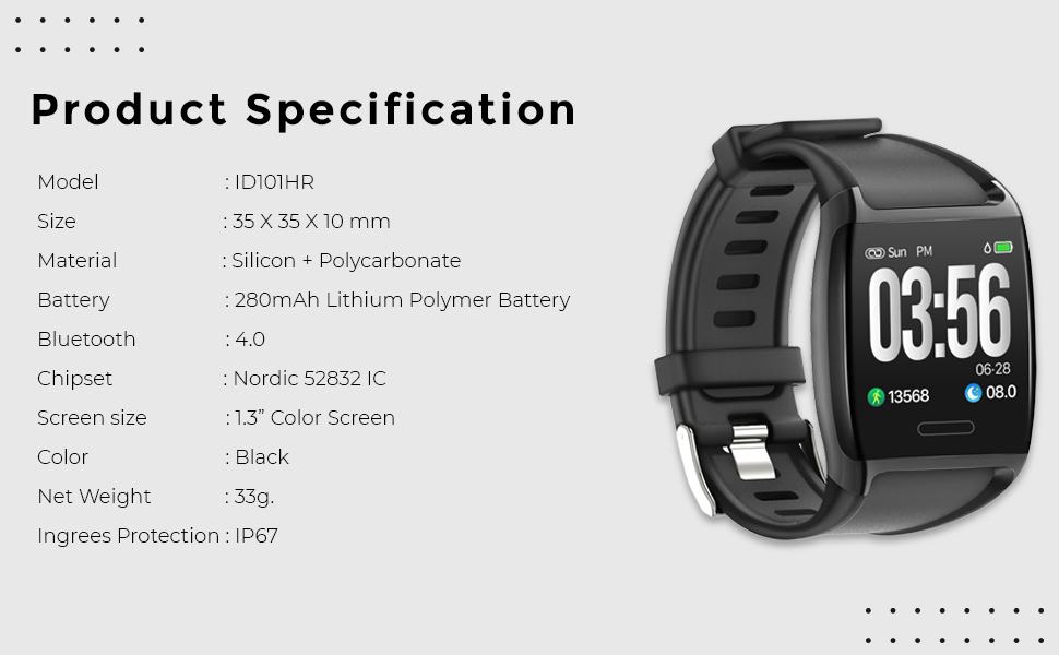 Watch Activity Tracker, Heart Rate Monitor, Smart Activity Tracker, Alert for Android and iPhone (White)