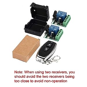 ROBOWAY 433Mhz Universal Wireless Remote Control with Fan/Water Motor/Door Lock-Unlock.. DC 12V 1CH RF Relay Receiver Module with Transmitters (1 Remote and 1 Receiver)