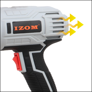 Izom 2000W Heavy Duty Hot Air Gun With Dual Temperature Settings & Four Nozzles for Crafts, Shrinking, Wrapping, Tubing, Multi