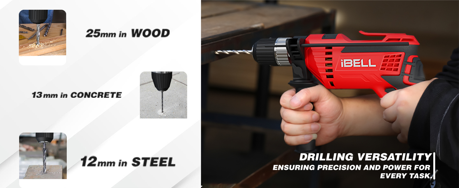 IBELL Professional Tool Kit with Impact Drill TD13-100 | 650W | Copper Armature | 13mm Keyless Auto Chuck | 2800 RPM | 115-Piece Home Essential Tools & Accessories | 24 Months Warranty