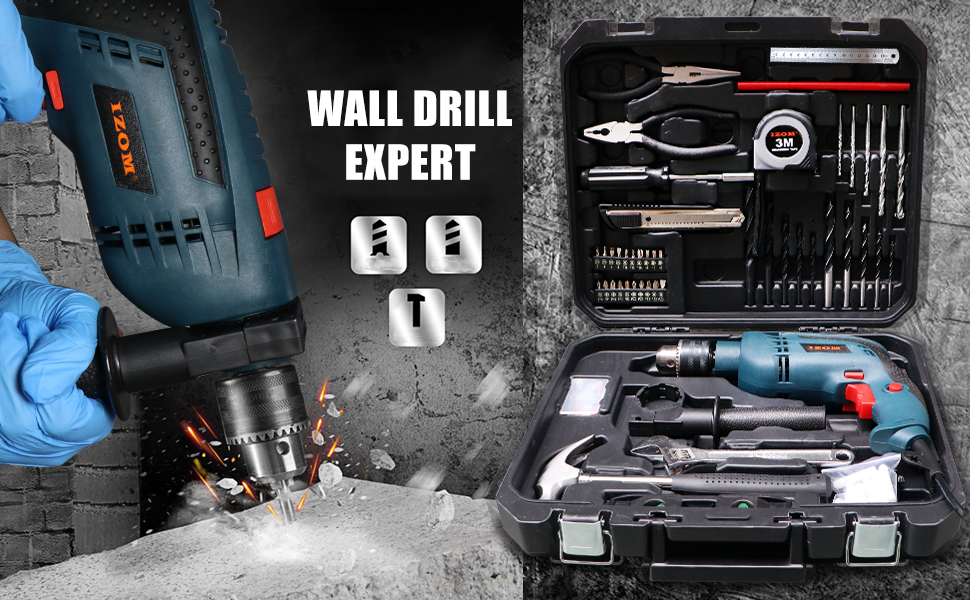Izom ATC - 1001 Drill Machine Kit (Blue, Matte Finish, 110-Pieces)