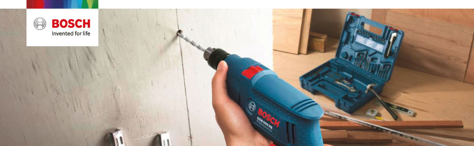 BOSCH Professional GSB 500 RE Corded-Electric Drill Tool Set, 10 mm, 500 Watt, 1 Year Warranty, Blue