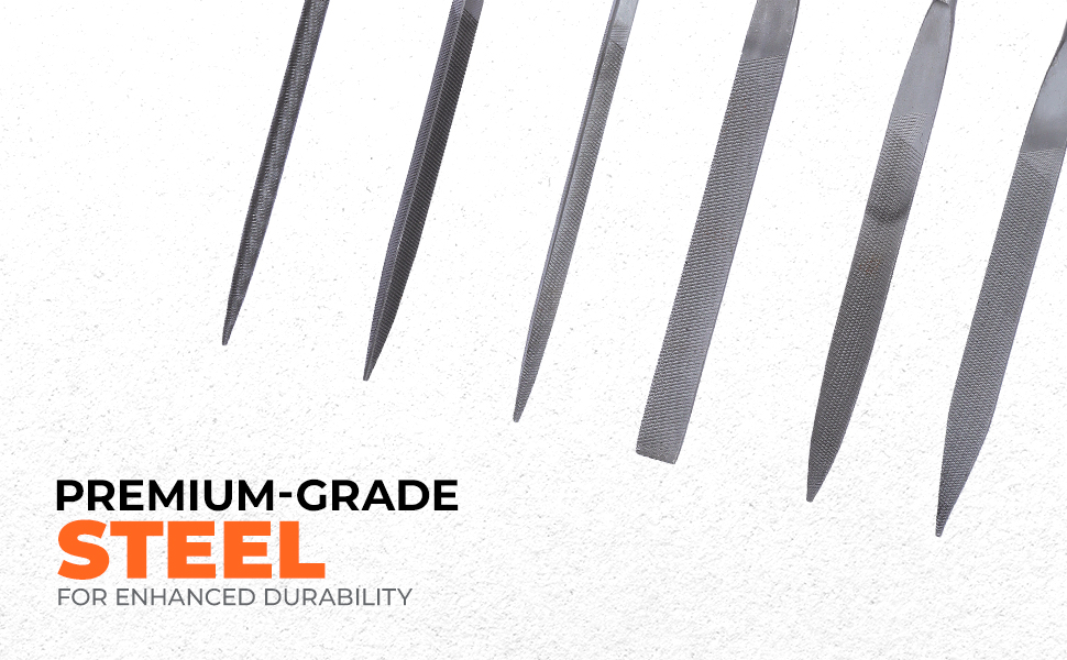 BLACK+DECKER BDHT22148 174mm 6-Piece Steel Needle File Set for Cutting & Smootheing Out Surfaces Ideal for Wood, Metal, Plastic for Home & DIY Use, ORANGE & BLACK