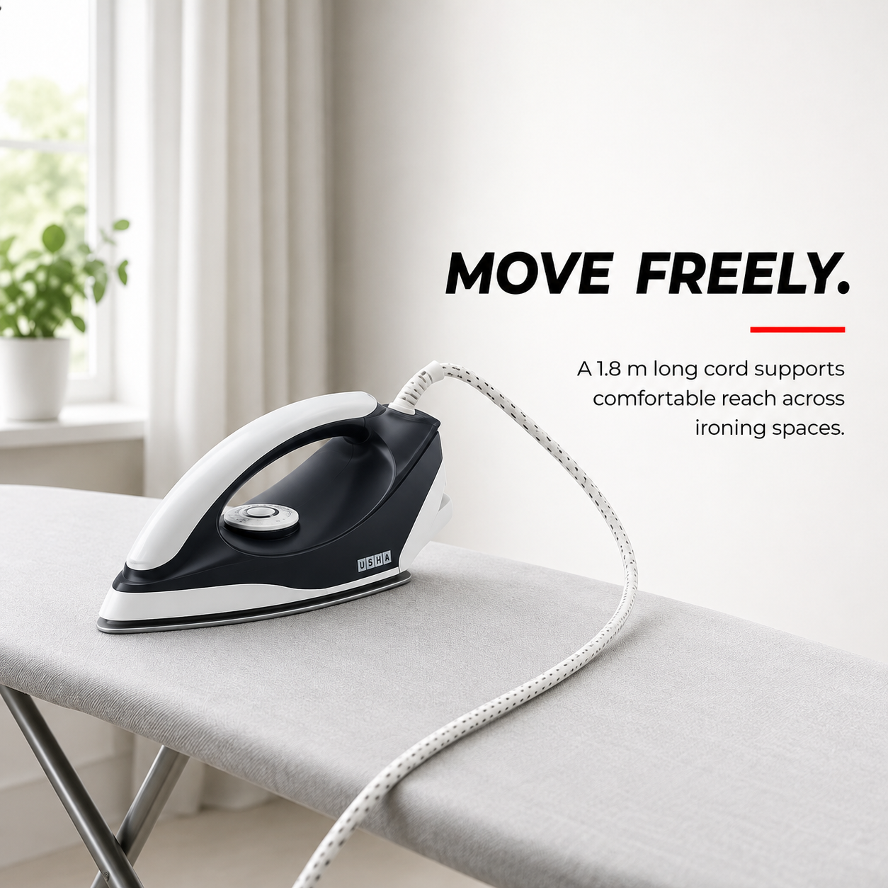 USHA Plastic Usha Aurora 1000Watt Dry Iron with Innovative Tail Light Indicator|Black Non Stick Soleplate for Longer Durability|Overheat Safety Shutoff|2 Years Warranty|(Grey & White),1000 Watts