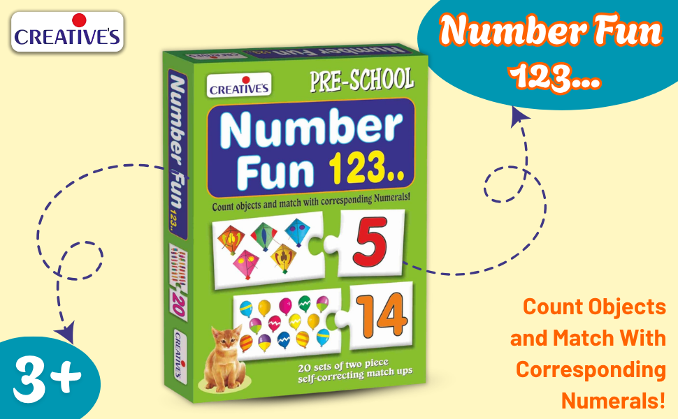 Creative's Number Fun 123 Counting & Number Matching Game for Kids Ages 3+ Years, Educational & Learning Games Numbers 1-20, Number Recognition, Sequencing & Preschool Maths Activity