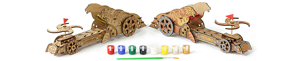 Funvention Da Vinci Chariot DIY Wooden Mechanical Model Science Educational Toy - STEM Learning Kit for Kids 3D Puzzle