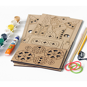Funvention Da Vinci Chariot DIY Wooden Mechanical Model Science Educational Toy - STEM Learning Kit for Kids 3D Puzzle