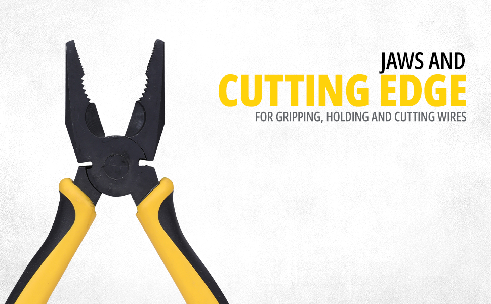 STANLEY 70-482 8'' Sturdy Steel Combination Plier Double Color Sleeve, Anti-Rust, Black Phosphate Finish, Material: C45, Full Body Hardened, Used for Gripping, Twisting, Bending and Wire Cutting