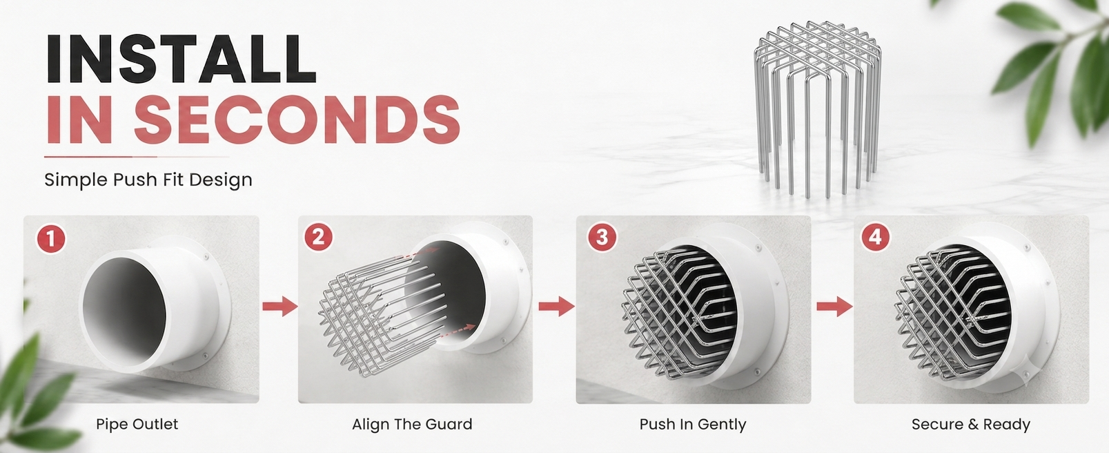 URBANMONK 2.5-Inch Pipe Anti-Rat Drain Cover Mesh | Rust-Resistant Stainless Steel Wire Drain Strainer | Universal Pipe Guard for Outdoor | Prevents Clogs, Insects & Rodent Entry | 2.5 Inch