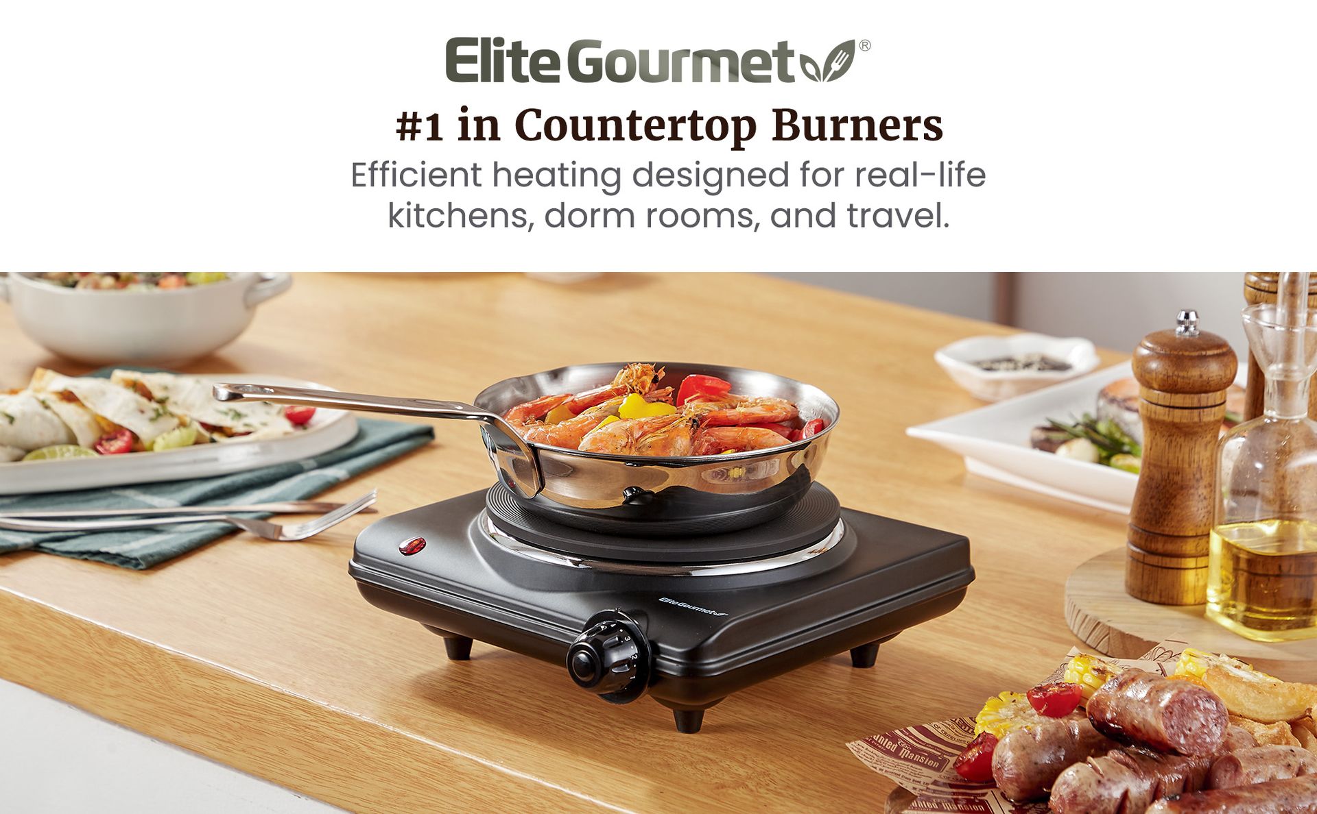 Elite Gourmet ESB100B Single Coiled Burner Hot Plate, Countertop, Black