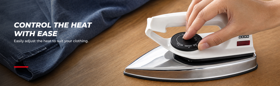 Usha 2802 1000Watt Dry Iron with Metal Body | Single Coat Black Non Stick Soleplate for longer durability | Thermal Safety Fuse | 180° Swivel Cord | 2 Years Warranty | (White)