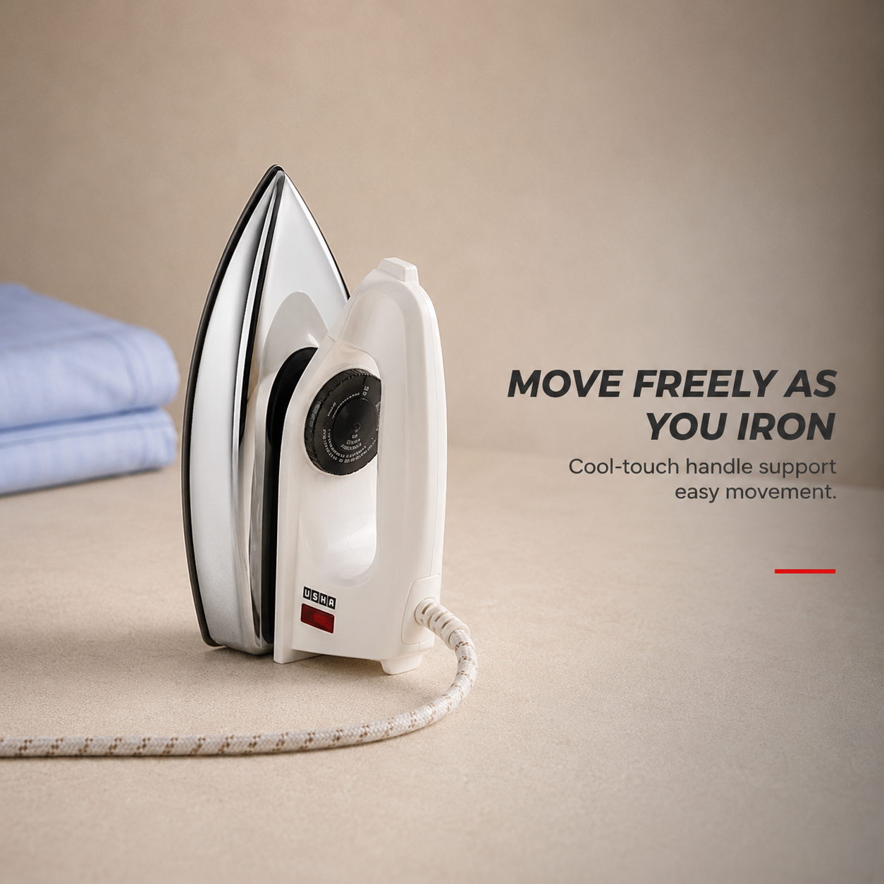 Usha 2802 1000Watt Dry Iron with Metal Body | Single Coat Black Non Stick Soleplate for longer durability | Thermal Safety Fuse | 180° Swivel Cord | 2 Years Warranty | (White)