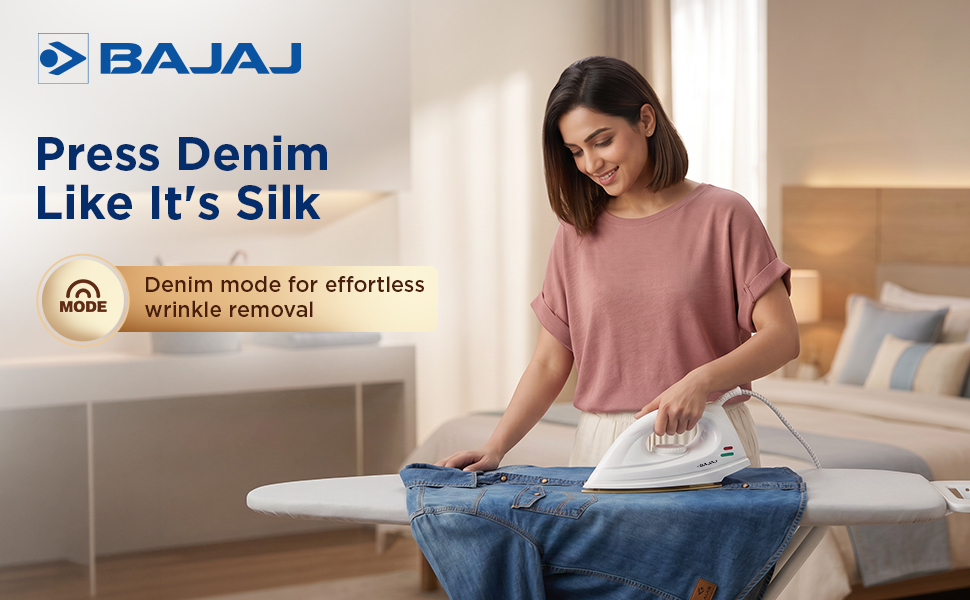 Bajaj DX-7 1000 Watts Dry Iron | Advance Soleplate And Anti-Bacterial German Coating Technology | Light Weight Iron | Thermal Safety Fuse | 360 Degree Swivel Cord | 2-Yrs Warranty 【White】