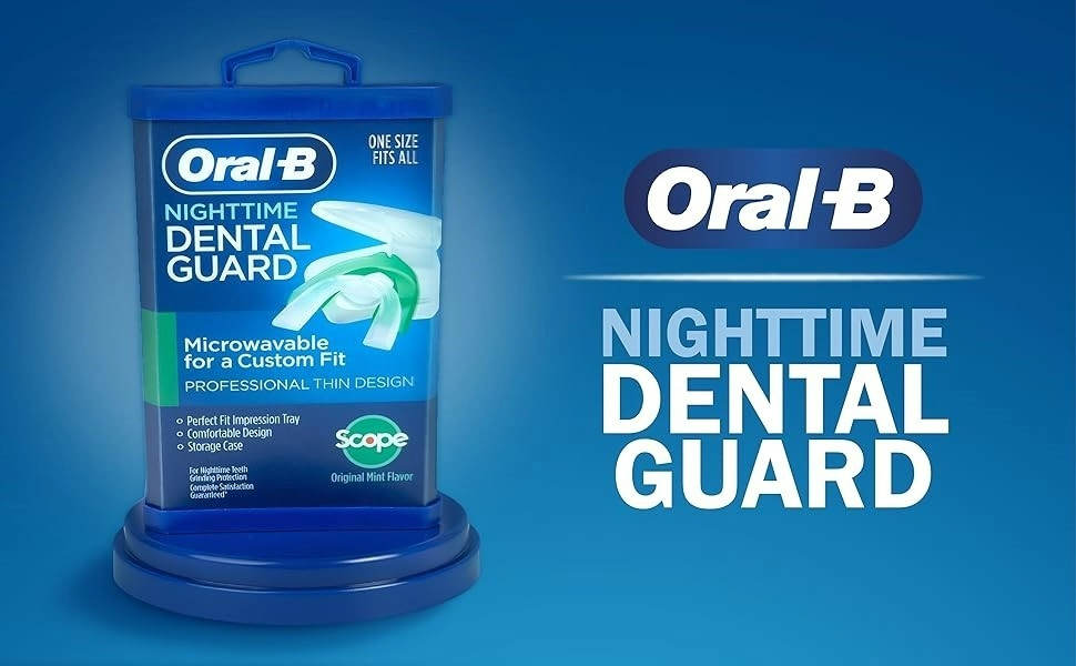 Oral-B Mouth Guard for Grinding Teeth at Night - Nighttime Dental Guard – Moldable Night Guard with Scope Mint Flavor – Less Than 3-Minutes for Custom Teeth Protection