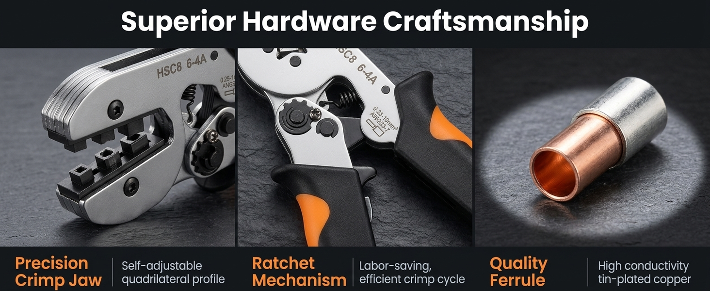 HASTHIP Wire Crimping Tool Kit, Ferrule Crimper, 1200PCS AWG 22-7