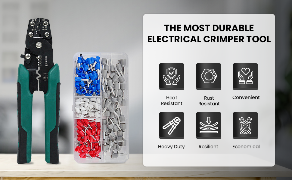 HASTHIP 200 Pcs Wire Crimper Kit, 4 Sizes, 22-10 AWG Crimp Connectors