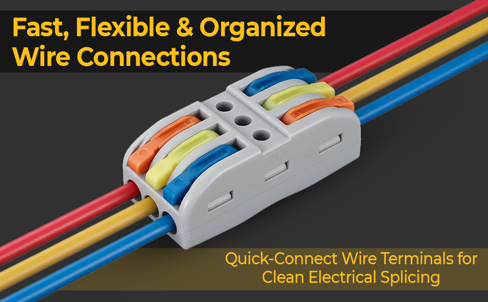 XELYTON Wire Clip Connector, Universal Connection Terminals, Circuit Inline Splices Electric Connectors, Quick Connect & Freely Assemble Electrical Splicing Kit for Compact (3 In 3 Out, 5)