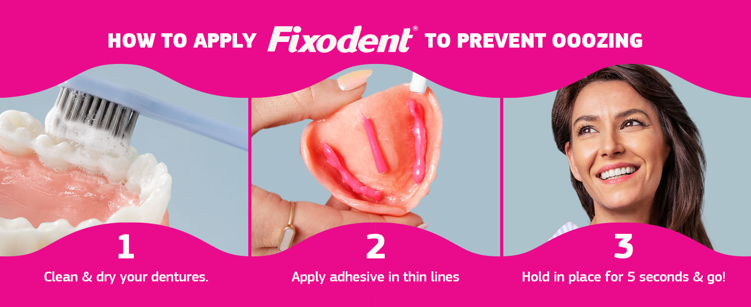 Fixodent Complete Denture Adhesive Cream, Original, 2.4 oz (3-Pack) – Strong False Teeth Glue, Secure Dental Adhesive for Full and Partial Plates, Packaging May Vary
