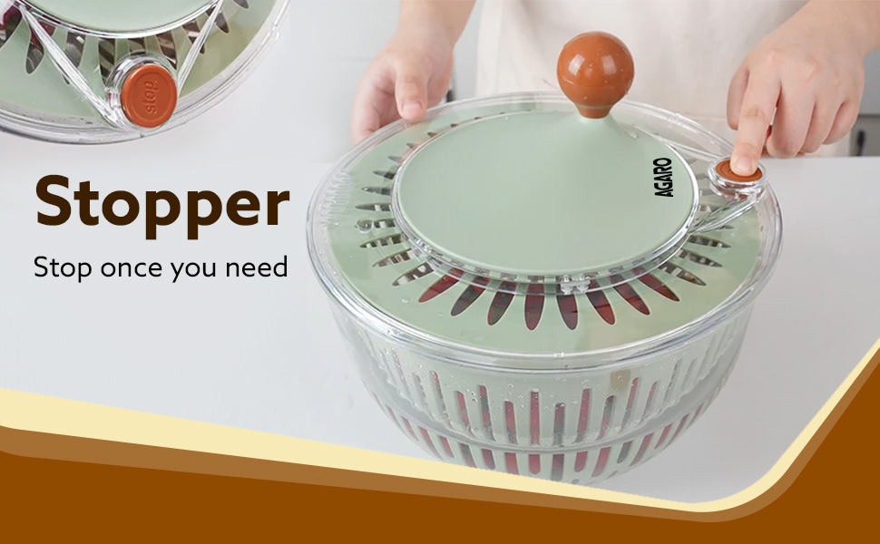 AGARO Elite Salad Spinner, 5L, Vegetable Cleaner & Dryer, Removes Excess Water & Pesticides, Cleans Vegetables Thoroughly, for Mixing Salad with Dressing, Drying Pasta, BPA Free Food-Grade Plastic