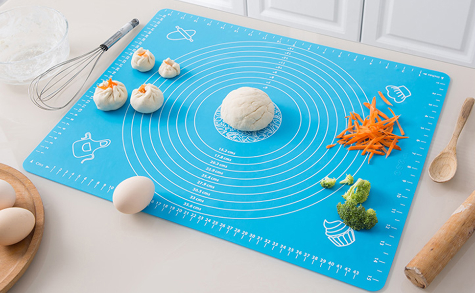 E-COSMOS® Silicone Baking Mat Silicone Chapati Atta Kneading Mat Non-Stick Fondant Rolling Mat Stretchable for Kitchen Roti Chapati (Baking Mat 50 * 40 cm) (Multicolor)