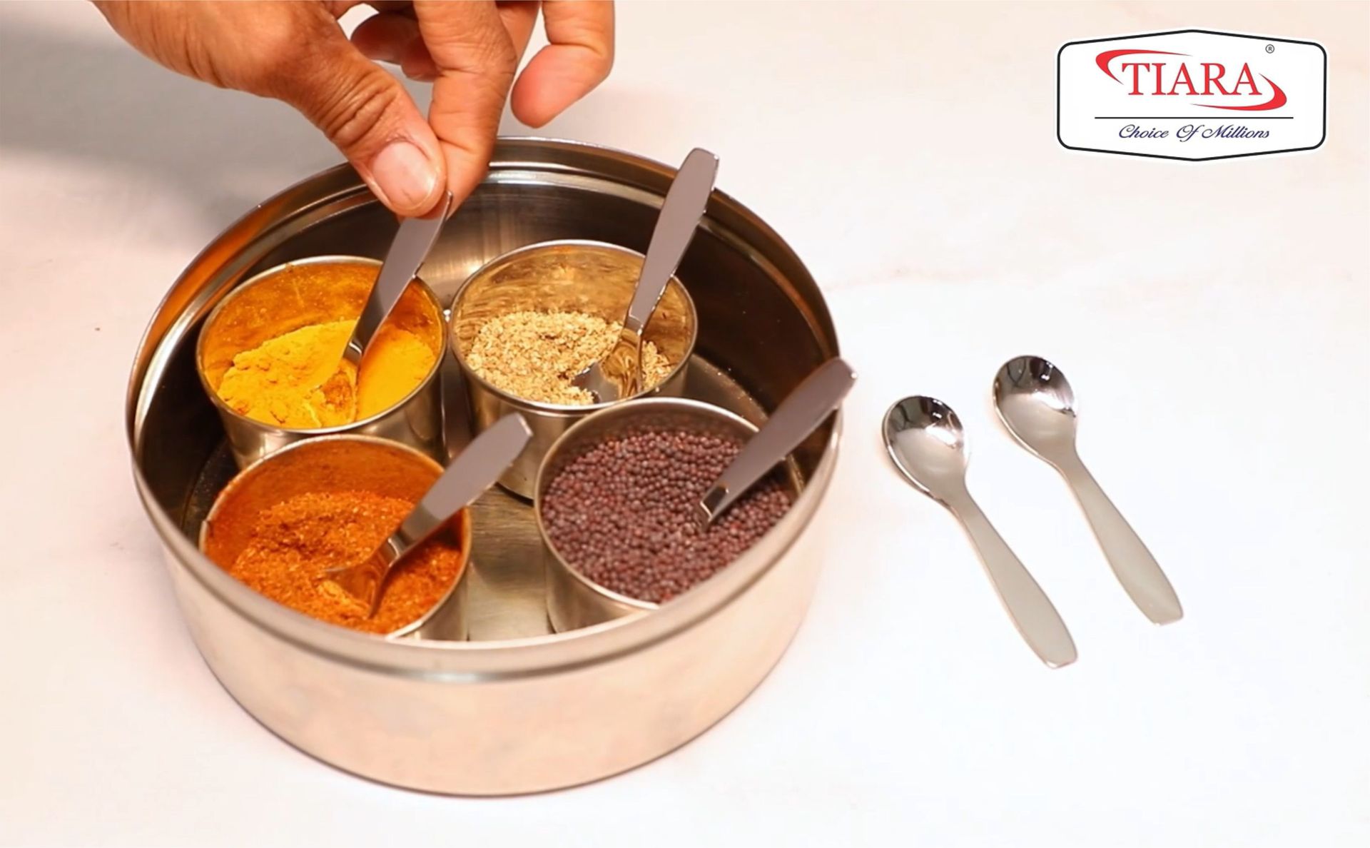 TIARA 12Pc Masala Spoon Heavy Guage Stainless Steel Small Spoon Mini Spoon for Masala Containers Spoon Set for Home/Kitchen Length 8cm (12Pc)