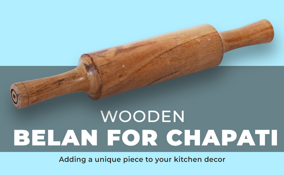 Jaipur Ace Brown Wooden Belan for Chapati | Roti | paratha | Puri | Papad | Wooden Rolling Pin Roller Thick Size | Wooden Roti Belan | Wooden Belna | Wooden Belan for kithcen (12 inch)