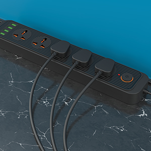 Portronics Power Plate 6 with 4 USB Port + 5 Power Sockets Extension Board, 2500W Power Converter, Cord Length 2Mtr (Black)