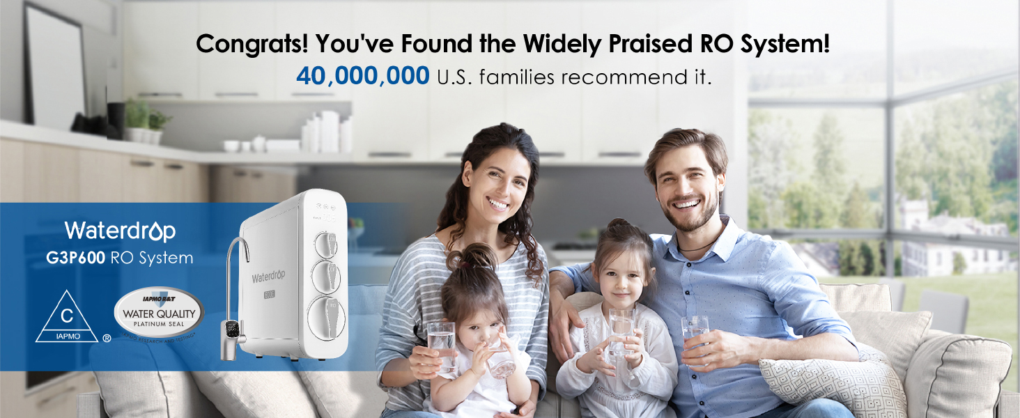 Waterdrop G3P600 Tankless Reverse Osmosis Water Filter System, 600 GPD