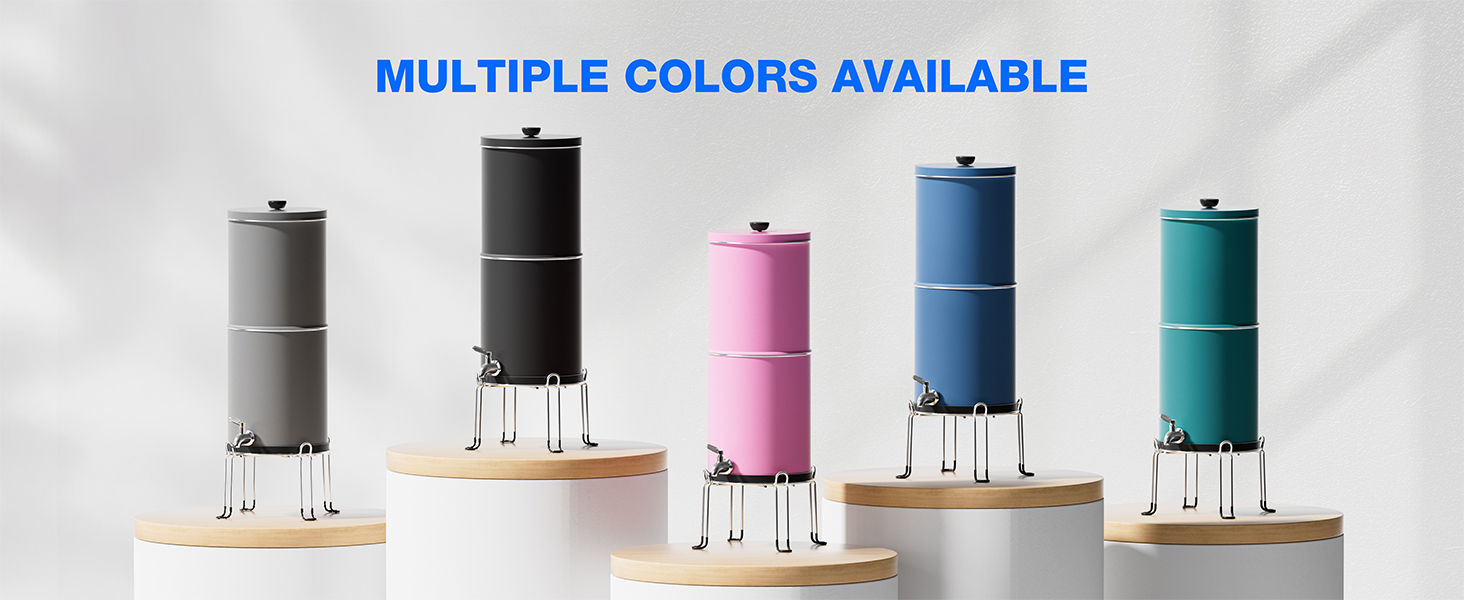 Purewell 3-Stage 0.01μm Ultra-Filtration Gravity Water Filter System, NSF/ANSI 42&372 Certification, 304 Stainless Steel Countertop System with 2 Filters and Stand, Reduce 99% Chlorine, 2.25G, PW-OB
