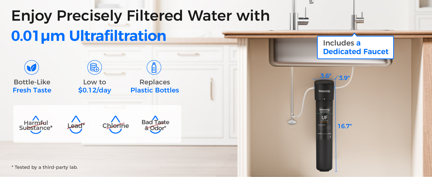 Waterdrop 15UB-UF 0.01 μm Ultra Filtration Under Sink Water Filter System