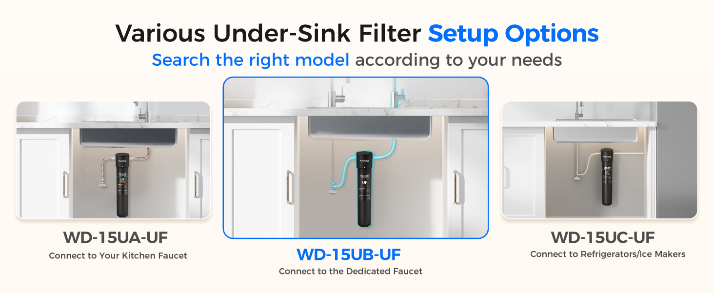 Waterdrop 15UB-UF 0.01 μm Ultra Filtration Under Sink Water Filter System