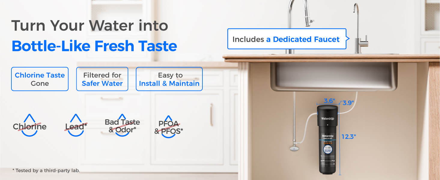 Waterdrop 10UB Under Sink Water Filter System with Dedicated Faucet