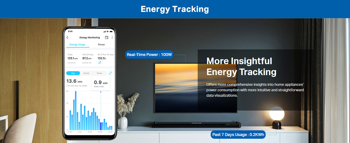 Tapo P110 16A Wi-Fi Smart Plug with Energy Monitoring, Suitable for High-Power Appliances & Microwave Ovens, Remote Control, Timer & Schedule, Works with Alexa, Assistant, Apple Home