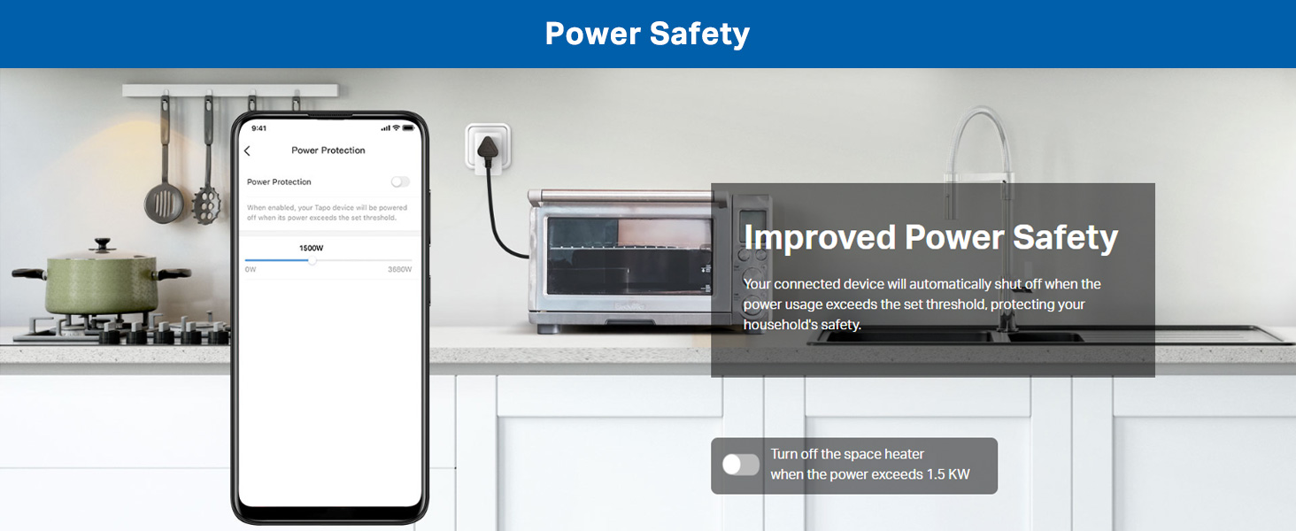 Tapo P110 16A Wi-Fi Smart Plug with Energy Monitoring, Suitable for High-Power Appliances & Microwave Ovens, Remote Control, Timer & Schedule, Works with Alexa, Assistant, Apple Home