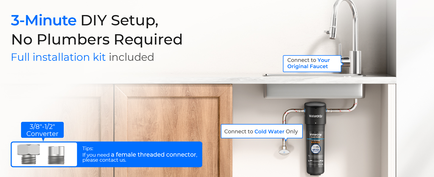 Waterdrop 10UA Under Sink Water Filter System, NSF/ANSI 42 Certified 1 Year