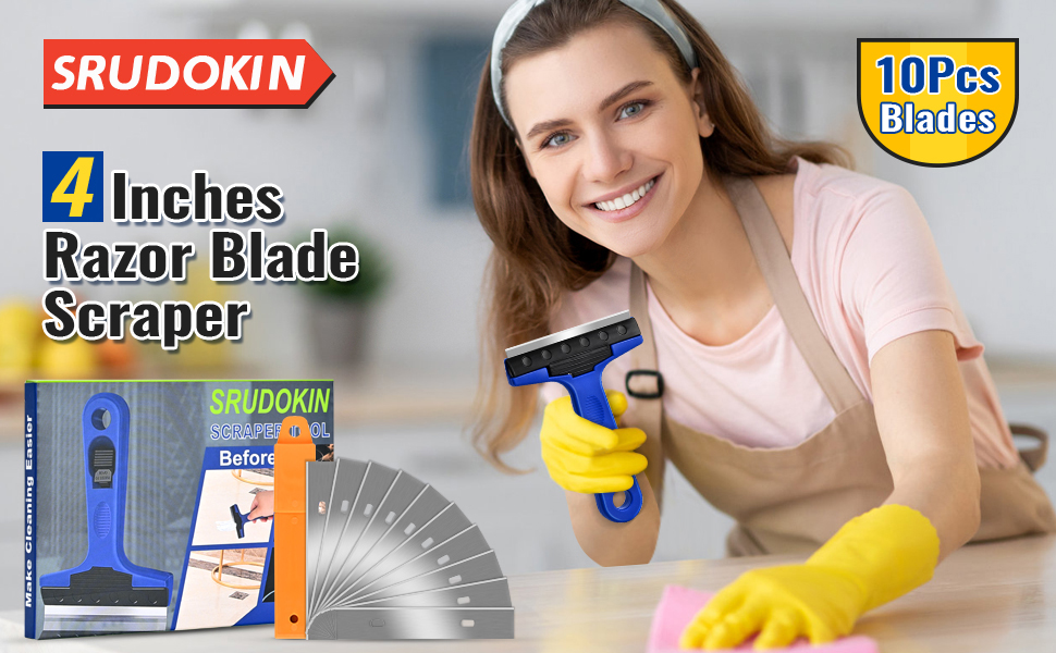 4" Razor Blade Scraper Tool with 10PCS Blades for Cleaning