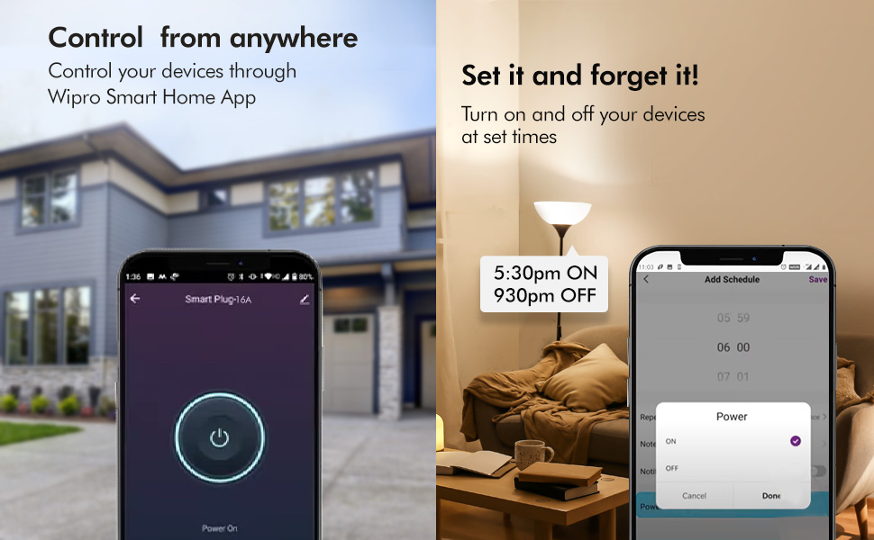 Wipro 16A Wi-Fi Smart Plug with Energy Monitoring- Suitable for Large Appliances like Geysers, Microwave Ovens, Air Conditioners (Works with Alexa and Assistant)- White