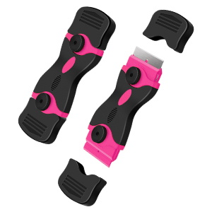 DEKEones Razor Blade Scraper, Double Edged Razorblade Scraping Tool with 10 Pcs Razor Blades, Paint Scraper for Glass, Decals, Tint, Stickers, Labels, Caulk, Adhesive(Pink)